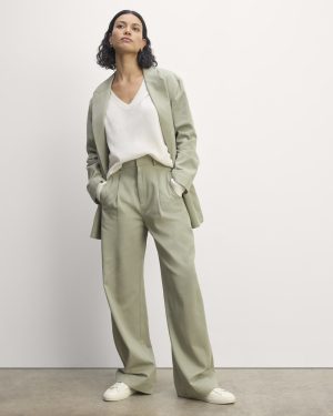 The Draper Pleated Pant in Buttersmooth | Seagrass | 32 Inseam