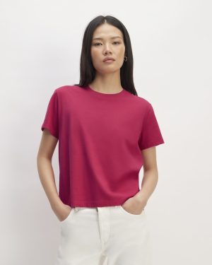 The Box-Cut Tee in Essential Cotton | Red Currant | No Pocket