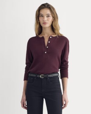 Boxy Henley in Cozy Waffle | Heathered Port Royale