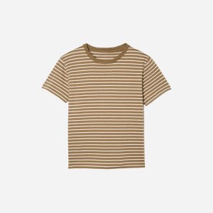 The Box-Cut Tee in Essential Cotton | Olive / Tan | No Pocket