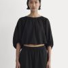 The Gauze Puff-Sleeve Top | Black