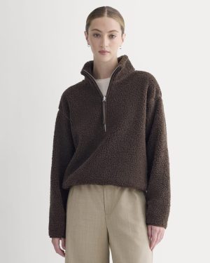 Reversible Teddy Half-Zip Pullover | Coffee Bean