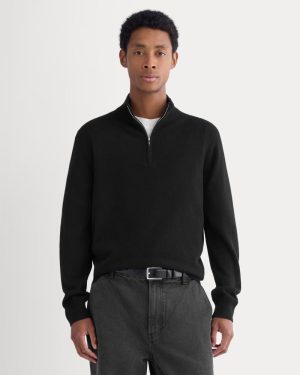Cashmere Quarter Zip Sweater | Black