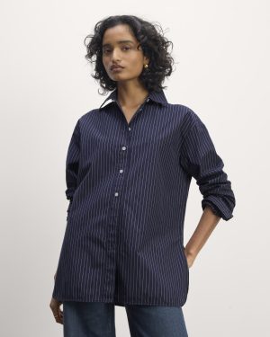 The Supima® Cotton Boyfriend Shirt | Navy / White
