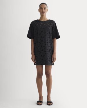 The Eyelet Mini Shift Dress | Black