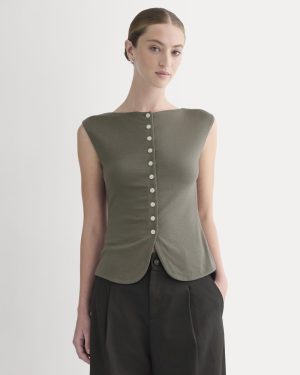 Sleeveless Button-Up in Butterluxe | Taupe