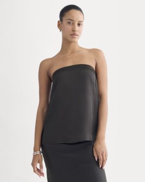 Thin Strap Cami in Silk Charmeuse | Black
