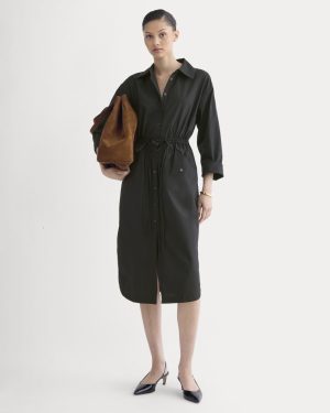 The Drawcord Shirtdress in Ultrasoft Cotton | Black