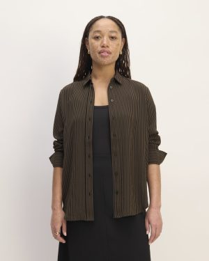 The City Stripe Relaxed Shirt | Cocoa / Black