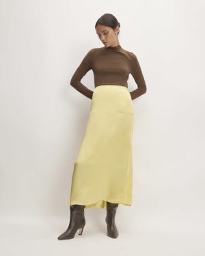 The Hammered Satin Slip Skirt | Raffia
