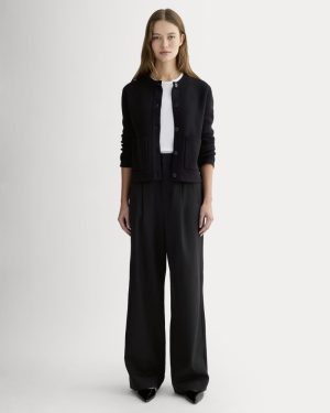 The Draper Pleated Pant in Buttersmooth | Black | 30 Inseam