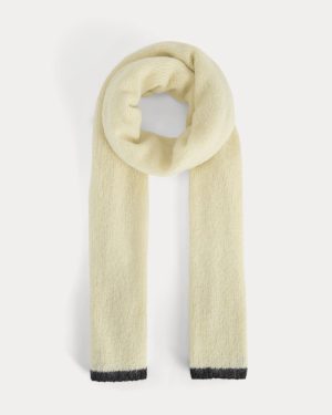 Plush Alpaca Scarf | Bone/ Black