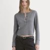 Boxy Henley in Cozy Waffle | Heathered Charcoal
