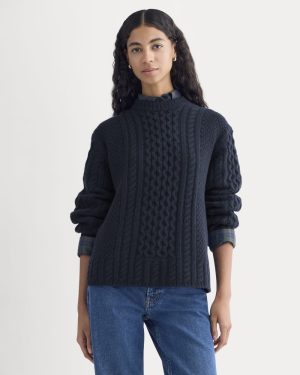 Cable Sweater in Luxe Merino | Navy