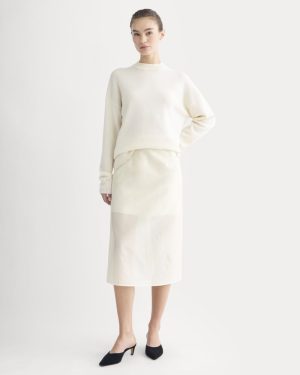 Midi Skirt in Cotton-Silk Organza | Parchment