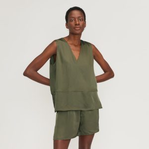 The Satin V-Neck Top | Kalamata