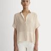 The Boxy Shirt in Washable Silk | Bone / Dusky Rose