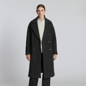 The Italian ReWool® Long Peacoat | Heathered Black