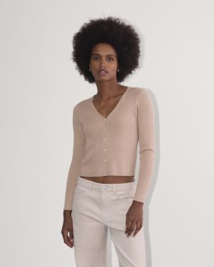 The Cardigan in Lurex Merino | Rose Gold