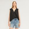 The Gathered Tie-Front Top | Black