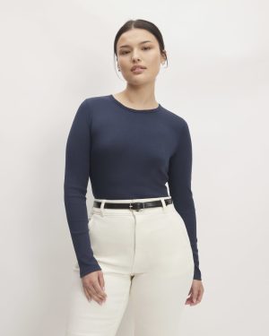 The Luxe Rib Long-Sleeve Crew | Navy