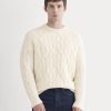 Cable Knit Crew in Luxe Merino | Bone