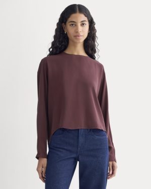 Dolman Top in Washable Silk | Deep Plum