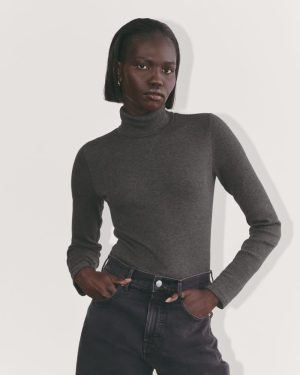 The Luxe Rib Turtleneck | Heathered Soot