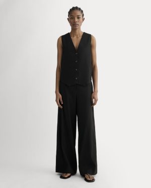 The Wide-Leg Pant in Stretch Linen | Black
