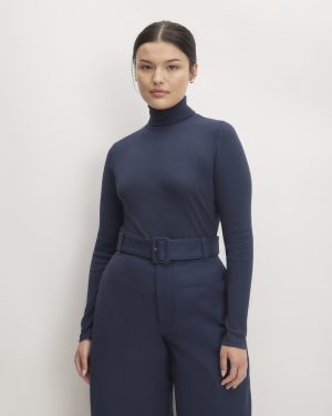 The Luxe Rib Turtleneck | Navy