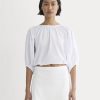 The Gauze Puff-Sleeve Top | White