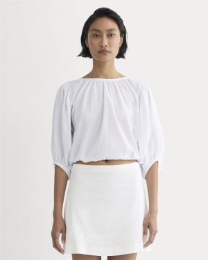 The Gauze Puff-Sleeve Top | White