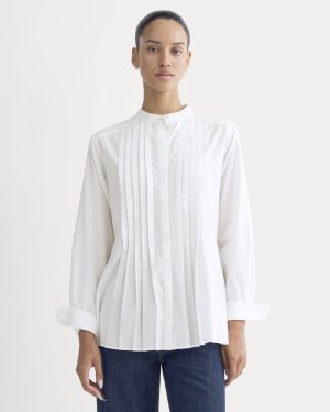 The Pleated Shirt in Silky Cotton | White