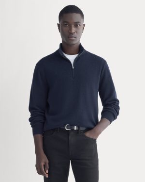 Cashmere Quarter Zip Sweater | Navy