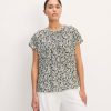 The Gathered Neck Top | Black / Bone Mini Floral