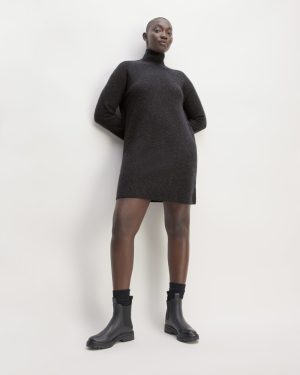 The Cozy Stretch Turtleneck Dress | Charcoal