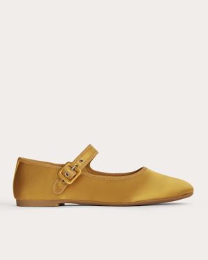 The Day Buckle Mary Jane | Golden Yellow Satin