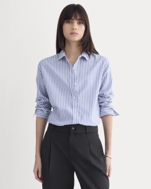 The Must-Have Shirt in Silky Cotton | Bone / Mazarine Blue