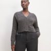 The Alpaca V-Neck Cropped Cardigan | Dark Charcoal