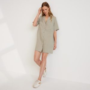 The Linen Workwear Dress | Seagrass