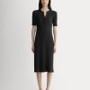 The Rib-Knit Henley Dress | Black