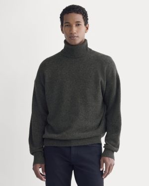 Luxe Merino Relaxed Turtleneck | Heathered Black