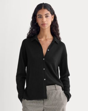 Cashmere Button-Up Shirt | Black