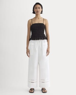 The Lace Trim Pant | White