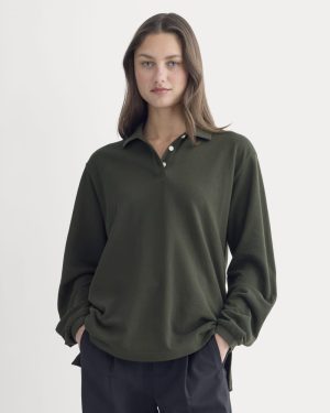 Oversized Pique Polo | Dark Green