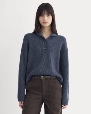 The Cocoon Henley in Wool Cashmere | Indigo