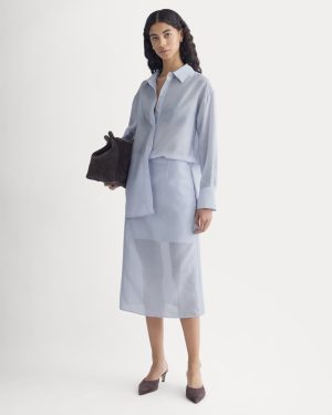 Midi Skirt in Cotton-Silk Organza | Kentucky Blue