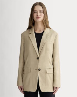 The Oversized Blazer in Stretch Linen | Trench Coat Khaki