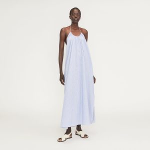 The Tie-Back Halter Dress | Mazarine Blue / Optic White