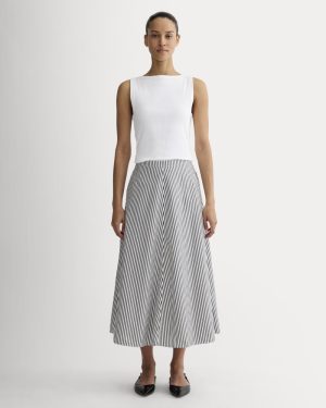 The Midi Skirt in Ultrasoft Cotton | Optic White / Black